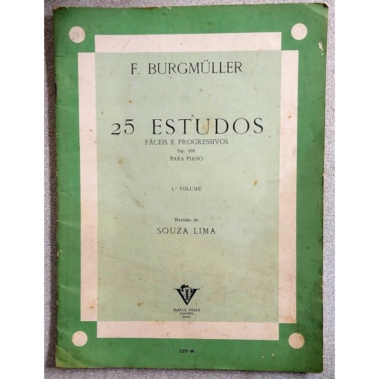 25 Estudos Fáceis e Progressivos para Piano Op. 100, 1º Volume, F, Burgmuller - Frete Grátis