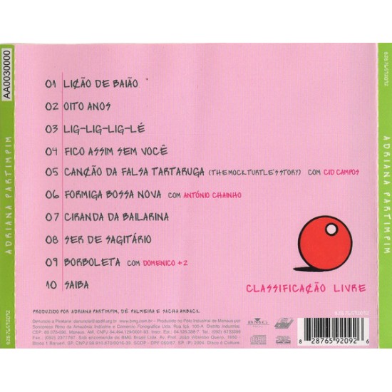 Cd Adriana Partimpim, Lição de Baião, 2004 Cd Adriana Partimpim, Lição de Baião, 2004
