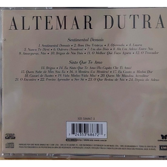 Cd Altemar Dutra, Sentimental Demais, Sinto que Te Amo, Lacrado