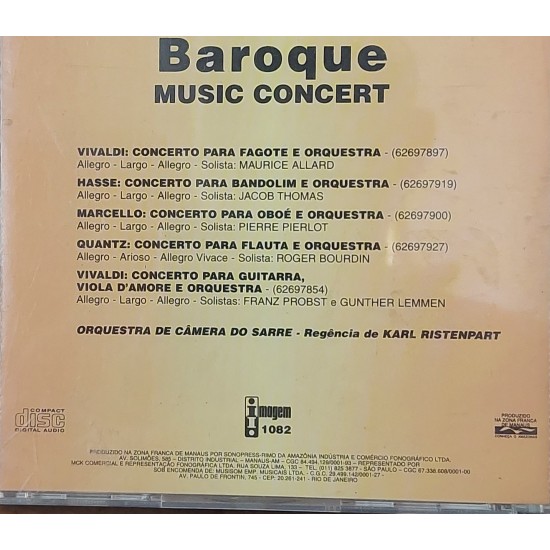 Cd Baroque Music Concert, Vivaldi, Quantz, Marcello