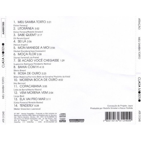 Cd Clara Moreno, Meu Samba Torto, 2007 Cd Clara Moreno, Meu Samba Torto, 2007