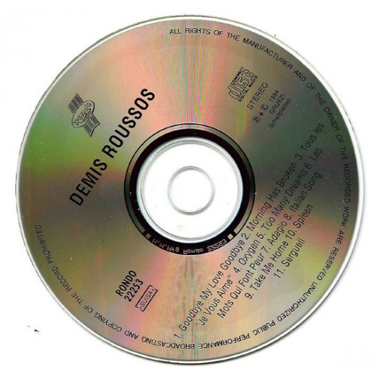Cd Demis Roussos, Goodbye My Love Goodbye, Importado Alemanha, 1994 Cd Demis Roussos, Goodbye My Love Goodbye, Importado Alemanha, 1994