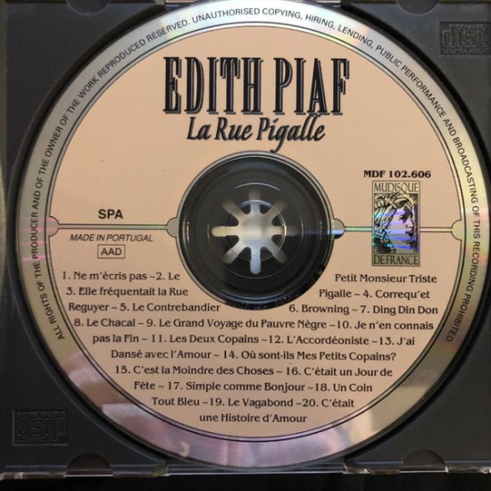 Cd Edith Piaf, La Rue Pigalle, Importado Portugal Cd Edith Piaf, La Rue Pigalle, Importado Portugal