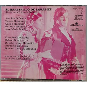 Cd El Barberillo de Lavapies, Ana Maria Olaria. Coro de Camara Del Orfeón Donostiarra, Director Juan Gorostidi Cd El Barberillo de Lavapies, Ana Maria Olaria. Coro de Camara Del Orfeón Donostiarra, Director Juan Gorostidi