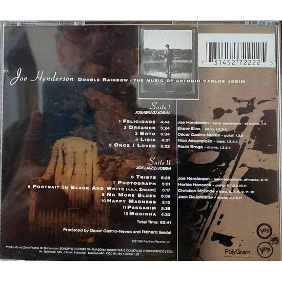 Cd Joe Henderson, Double Rainbow. O Maior Saxofonista do Mundo Interpreta Tom Jobim Cd Joe Henderson, Double Rainbow. O Maior Saxofonista do Mundo Interpreta Tom Jobim