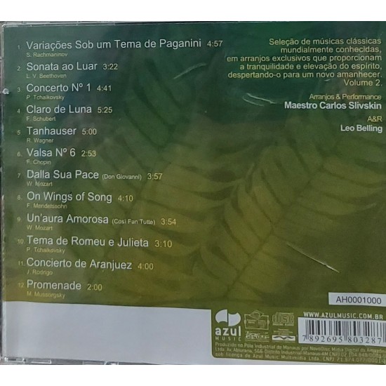Cd Maestro Carlos Slivskin, Amanhecer 2, Músicas Clássicas em Suaves Arranjos