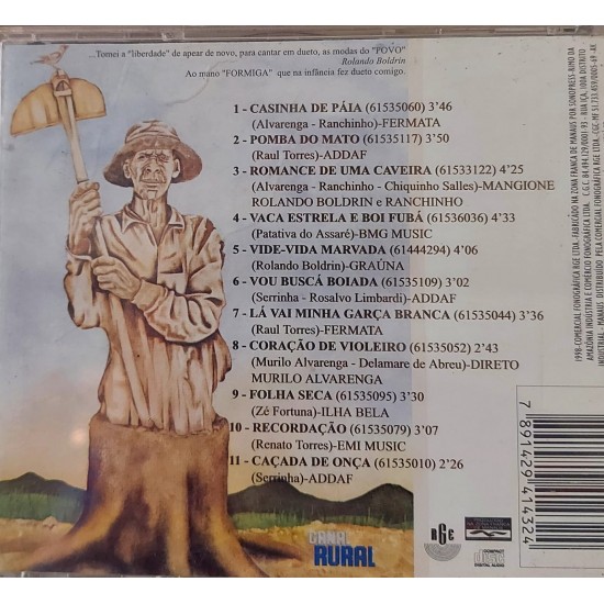 Cd Rolando Boldrin, Som Rural Caipira, Original, 1998