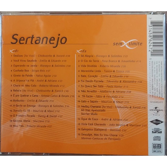 Cd Sertanejo Sem Limite, 2 cds, 30 Sucessos