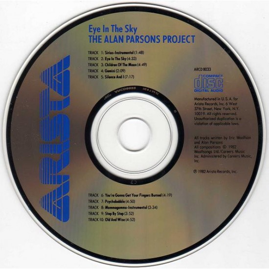 Cd The Alan Parson Project, Eye In The Sky, Arista, 1982, Importado USA Cd The Alan Parson Project, Eye In The Sky, Arista, 1982, Importado USA
