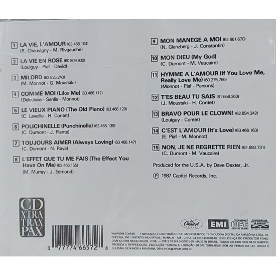 Cd The Very Best of Edith Piaf, Immortal Little Sparrow of France - Importado USA Cd The Very Best of Edith Piaf, Immortal Little Sparrow of France - Importado USA