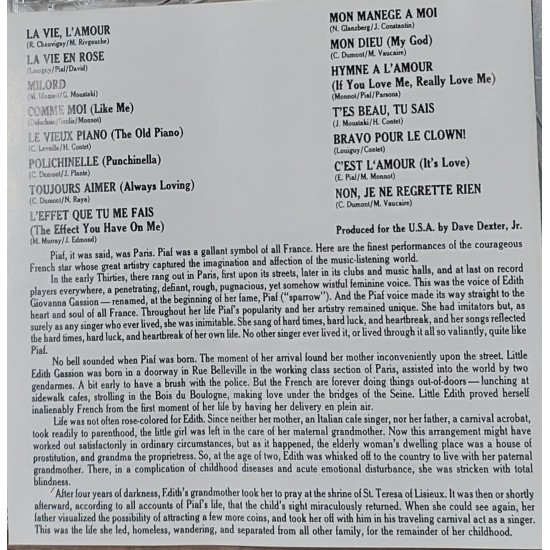 Cd The Very Best of Edith Piaf, Immortal Little Sparrow of France - Importado USA Cd The Very Best of Edith Piaf, Immortal Little Sparrow of France - Importado USA