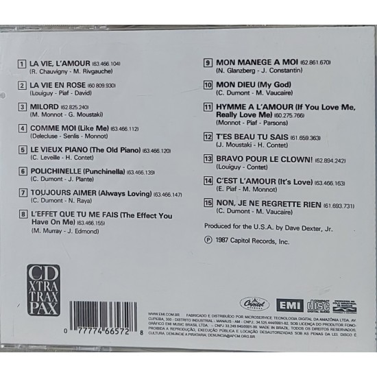 Cd The Very Best of Edith Piaf, Immortal Little Sparrow of France - Importado USA Cd The Very Best of Edith Piaf, Immortal Little Sparrow of France - Importado USA