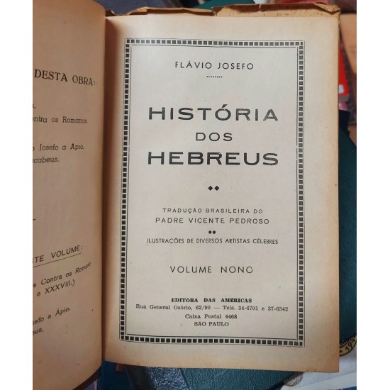Coleção História dos Hebreus, 9 Volumes, Flávio Josefo, Editora das Américas, 1963