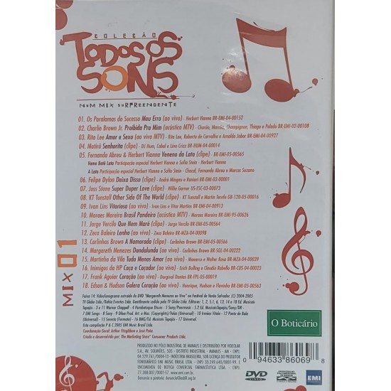 Dvd Coleção Todos os Sons, Num Mix Surpreendente - Boticário