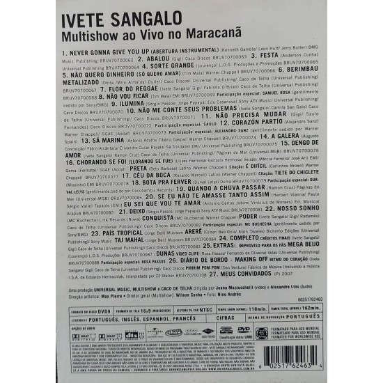 Dvd Ivete no Maracanã, Multishow ao Vivo Dvd Ivete no Maracanã, Multishow ao Vivo