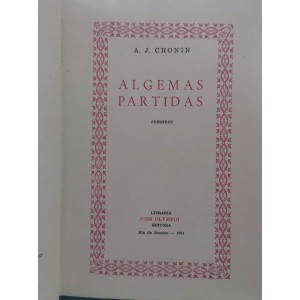Algemas Partidas, A. J. Cronin, Livraria José Olympio Editora, Capa Dura de Luxo em Couro, Edição 1961 Algemas Partidas, A. J. Cronin, Livraria José Olympio Editora, Capa Dura de Luxo em Couro, Edição 1961