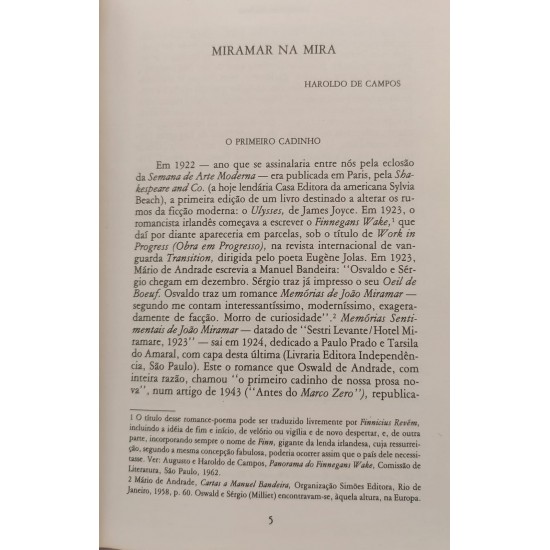 Memórias Sentimentais de João Miramar, Oswald de Andrade Memórias Sentimentais de João Miramar, Oswald de Andrade