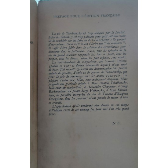 Tchaikovsky, Histoire D'une Vie Solitaire, Nina Berberova, Avec six photographies hors-texte Tchaikovsky, Histoire D'une Vie Solitaire, Nina Berberova, Avec six photographies hors-texte