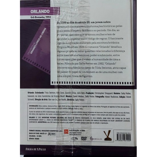 Livro / Dvd Orlando, Um Filme Baseado na Obra de Virginia Woolf Livro / Dvd Orlando, Um Filme Baseado na Obra de Virginia Woolf