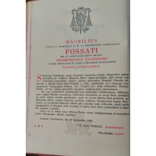 Missale Romanum Ex Decreto Sacrosancti, Marietti, Maurilius, Tituli S. Marcelli S. R. E. Presbyter Cardinalis, Edição de 1956 Missale Romanum Ex Decreto Sacrosancti, Marietti, Maurilius, Tituli S. Marcelli S. R. E. Presbyter Cardinalis, Edição de 1956