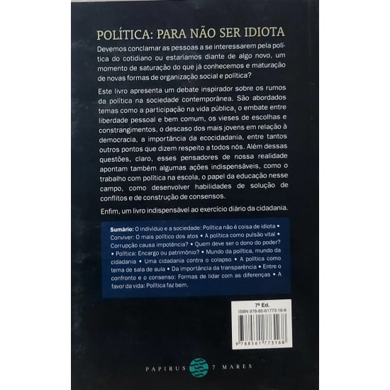 Política, Para Não Ser Idiota, Mário Sérgio Cortella, Renato Janine Ribeiro Política, Para Não Ser Idiota, Mário Sérgio Cortella, Renato Janine Ribeiro