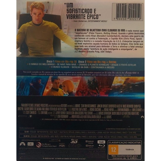 Star Trek, Além da Escuridão, Blu-ray 3D 2D, J.J. Abrams, Paramount - 2 Discos Star Trek, Além da Escuridão, Blu-ray 3D 2D, J.J. Abrams, Paramount - 2 Discos