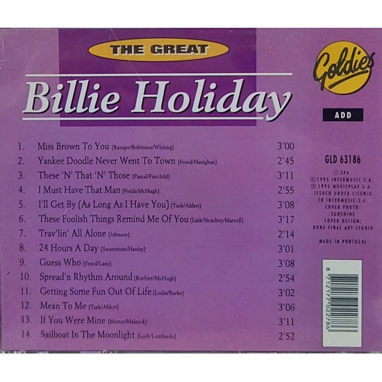 Cd Billie Holiday, The Great, Volume 2 Cd Billie Holiday, The Great, Volume 2