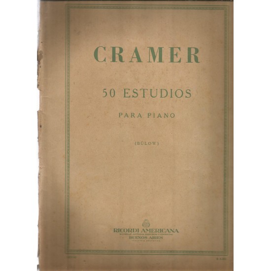 Cramer 50 Estudios para Piano, Hans V. Bulow Cramer 50 Estudios para Piano, Hans V. Bulow